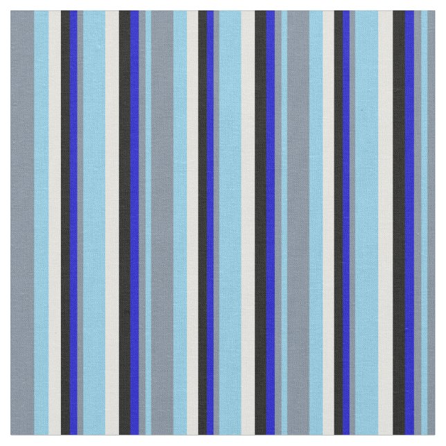 Blau, Light Slate Grau, Blau, Schwarz & Light Cyan Stoff (Nahaufnahme)