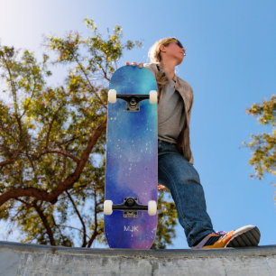 Blau Lila Aqua Monogramm Skateboard