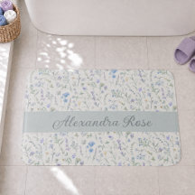 Blau Lila Aquarell Wildblumen Monogramm Name