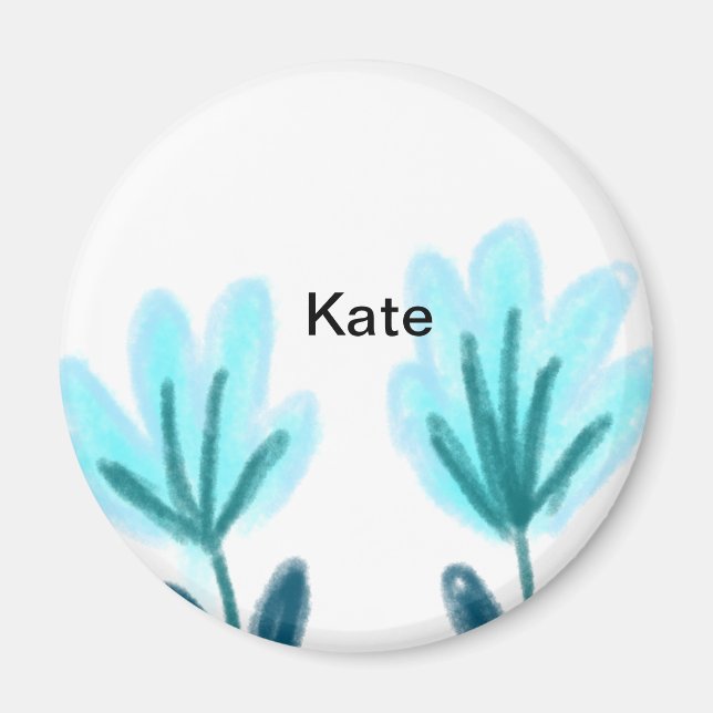 Blau lila bis florale Wasserfarbe hinzufügen Name  Magnet (Vorne)