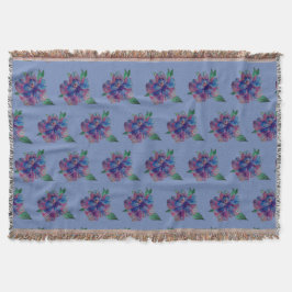Blau, Lila Blume, Summer MoodArt Throw Blanket Decke