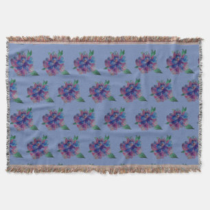 Blau, Lila Blume, Summer MoodArt Throw Blanket Decke