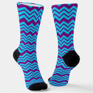 Blau Lila Chevron-Zickzack-Design Socken