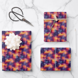 Blau/Lila/Gelbfärbung, Abstrakt Geschenkpapier Set