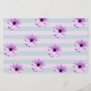 blau-lila gestreiftes Gänseblümchen-Muster Briefpapier