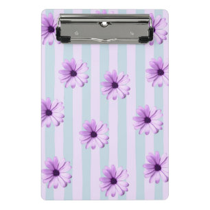 blau-lila gestreiftes Gänseblümchen-Muster Mini Klemmbrett