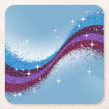 Blau, Lila Glitzer Funkelnd Untersetzer Set