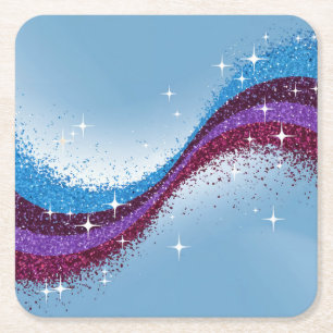 Blau, Lila Glitzer Funkelnd Untersetzer Set