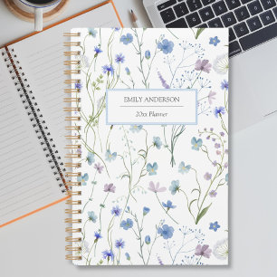 Blau Lila Hübsche Wildblumen Blumenmuster 2026 Planer