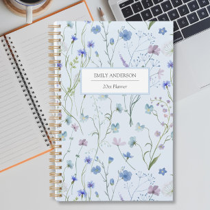 Blau Lila Hübsche Wildblumen Blumenmuster 2026 Planer