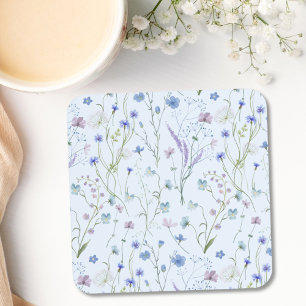 Blau Lila Hübsche Wildblumen Blumenmuster Getränkeuntersetzer