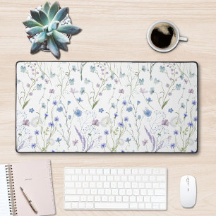 Blau Lila Hübsche Wildblumen Blumenmuster Schreibtischunterlage