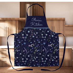 Blau Lila Hübsche Wildblumen Blumenmuster Schürze