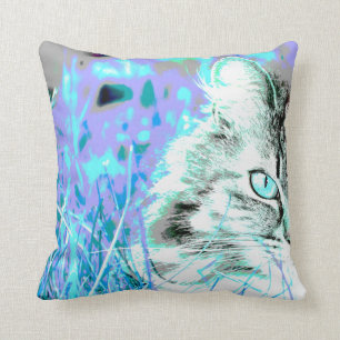 Blau-Lila Katzen-Kissen Kissen