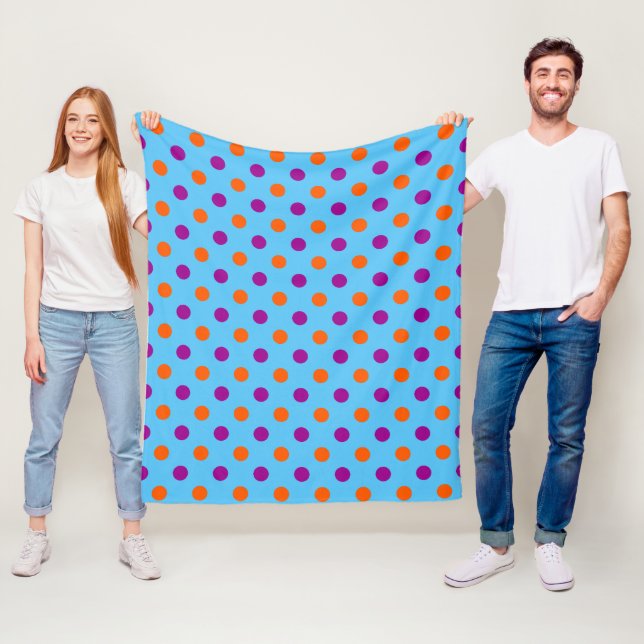 Blau Lila Orange Punkte-Muster Fleecedecke (Beispiel)