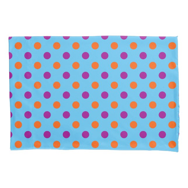 Blau Lila Orange Punkte-Muster Kissenbezug (Vorderseite)