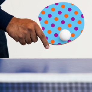 Blau Lila Orange Punkte Muster Tischtennis Schläger