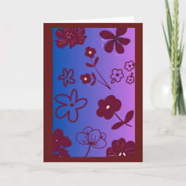 Blau Lila und Burgunder Blumenmuster  Karte