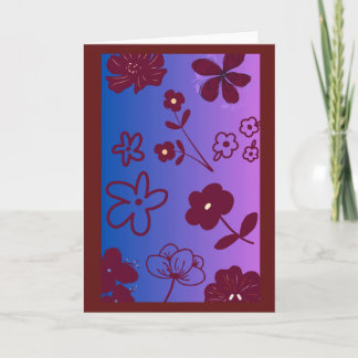 Blau Lila und Burgunder Blumenmuster Karte
