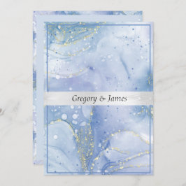 Blau Lila Weiß Elegante Wasserfarbe Silber Satin Einladung