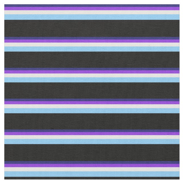 Blau, Lila, weiß, hell Blau und Schwarz Stoff (Nahaufnahme)