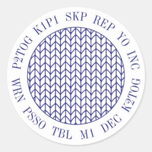 BLAU LINE STRICK Knitting Worte Große runde Sticke Runder Aufkleber