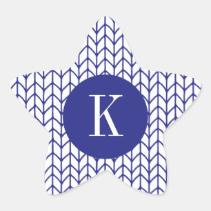 BLAU LINE STRICK Star Shape Stickers + Initial II