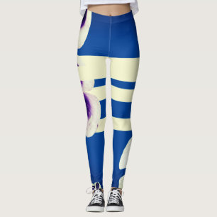 Blau, Linien und Blume Leggings