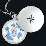 Blau |Madonna | Jungfrau Mary | Dahlias Medaillon<br><div class="desc">Das ist ein schönes Bild der Jungfrau Mary,  der "Gottesmutter von Grace" mit blauen Dahlien-Blume und blauen Schleifen,  die sie umkreisen.</div>