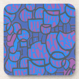 Blau, Magenta Abstrakte Cork-gestützte Untersetzer