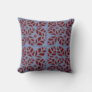 Blau-Maroon-Blatt-Motiv Kissen Kissen