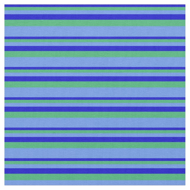 Blau, Meeresgrün und Blumenkornblauer Farbe Stoff (Nahaufnahme)