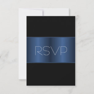 Blau Metallic Schwarz RSVP Karte