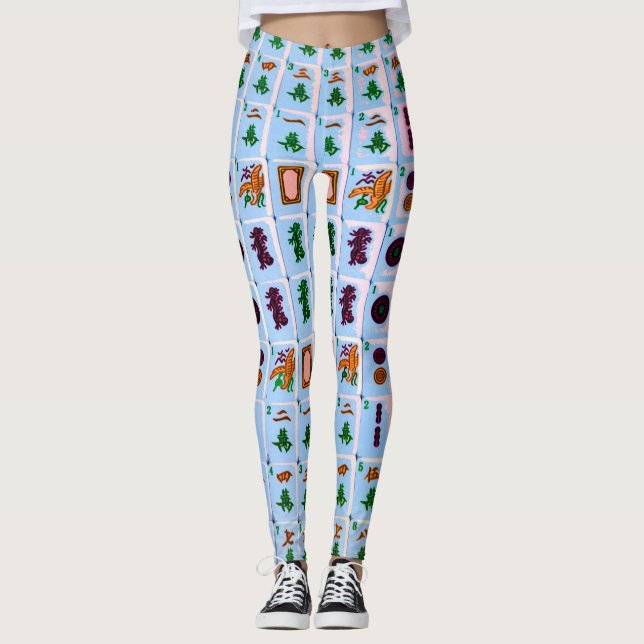 Blau Milliamperestunde Jongg deckt Leggings mit (Vorderseite)