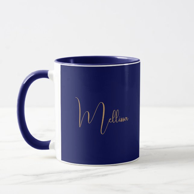 Blau minimalistischer benutzerdefinierter Name  Tasse (Links)