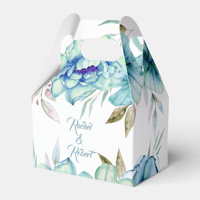 Blau, Minzgrün Blume Blumenzehen Geschenkschachtel (Vorderseite)