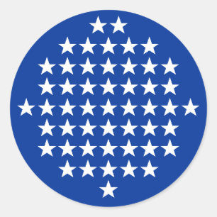 Blau mit 50 White Stars American Flag Theme Runder Aufkleber