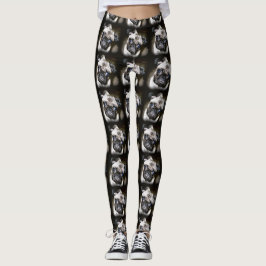 blau-mit Augen Mopsschwarzes Leggings