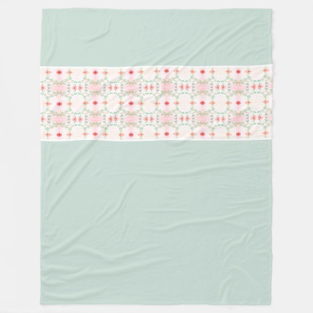 Blau mit Blume akzentuierter Bauweise Fleecedecke (Vorderseite)