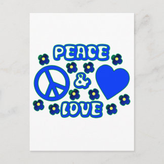 Blau mit Blume Ruhe und Liebe Design Postkarte