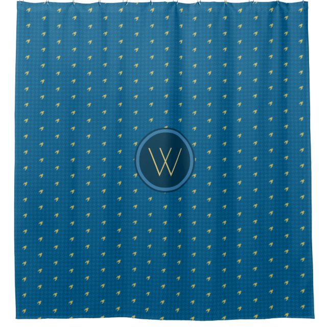 Blau mit dem Duschvorhang des Hahnentrittmusters m (Vorderseite)