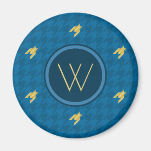 Blau mit dem Gold Accent Hahnentrittmuster Magnet
