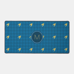 Blau mit dem Gold Accent Hahnentrittmuster Schreibtischunterlage