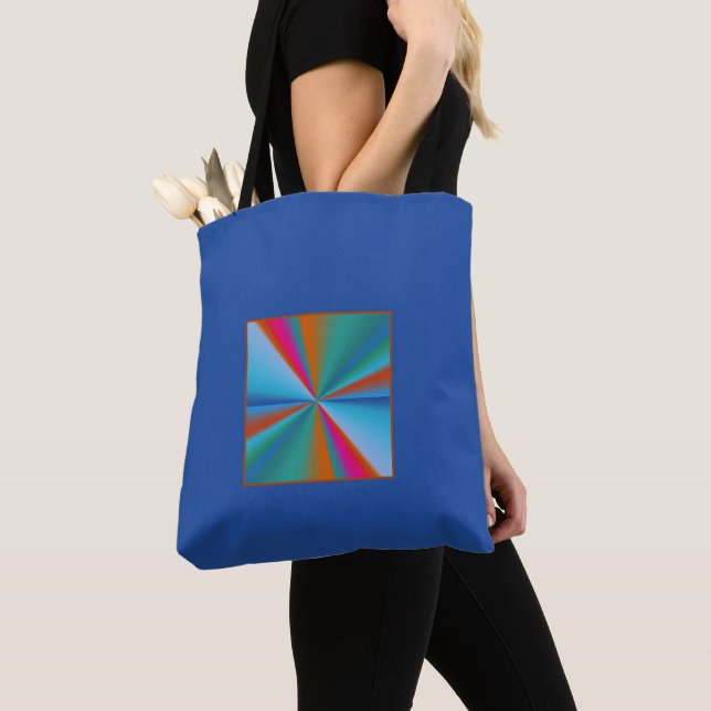 Blau mit Farbraddesign >Gemusterte Tasche (Von Nahem)