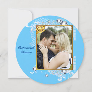 Blau mit Frame Couple Diamonds Probe Abendessen Einladung