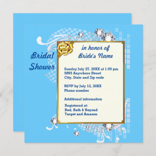 Blau mit Frame Diamonds Bridal Dusche Einladung