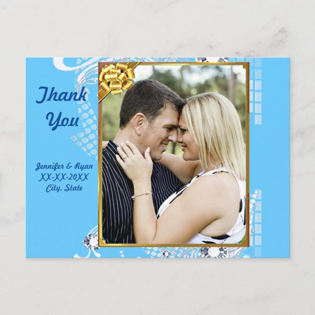 Blau mit Frame Diamonds Couple Danke Postcard Postkarte (Vorderseite)