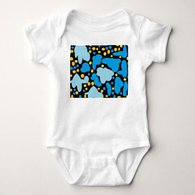 Blau mit gelben Punkten Baby Strampler (Vorderseite)