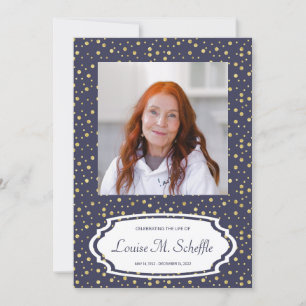 Blau mit Gold Dots Feier zum Lebensgedanken Einladung