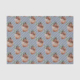 Blau mit goldenen, diagonalen Streifen mit Körbche Seidenpapier